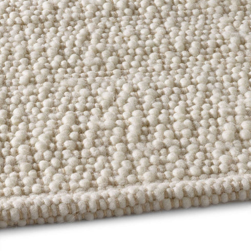 Wollteppich Natur | Reine Schur-Wolle Handweb Teppich im Skandinavischen Design | Weiß